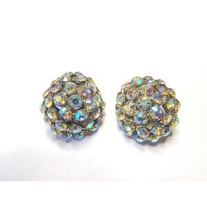Vintage Aurora Borealis Cluster Clip-On Earrings